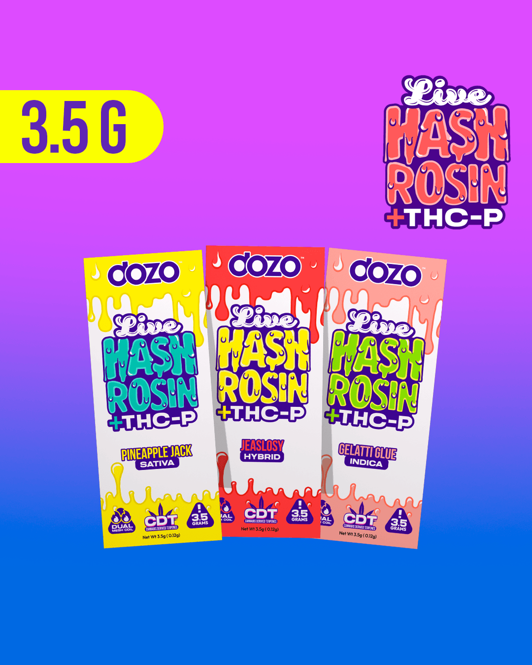 3.5g Dozo Live Hash Rosin THC-P Vape
