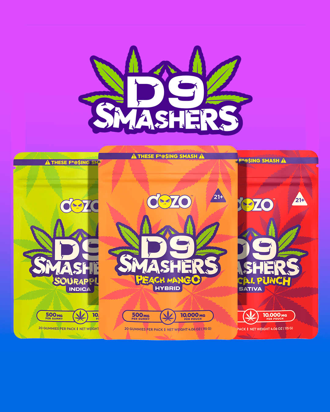 D9 Smashers Gummies | 500mg per gummy