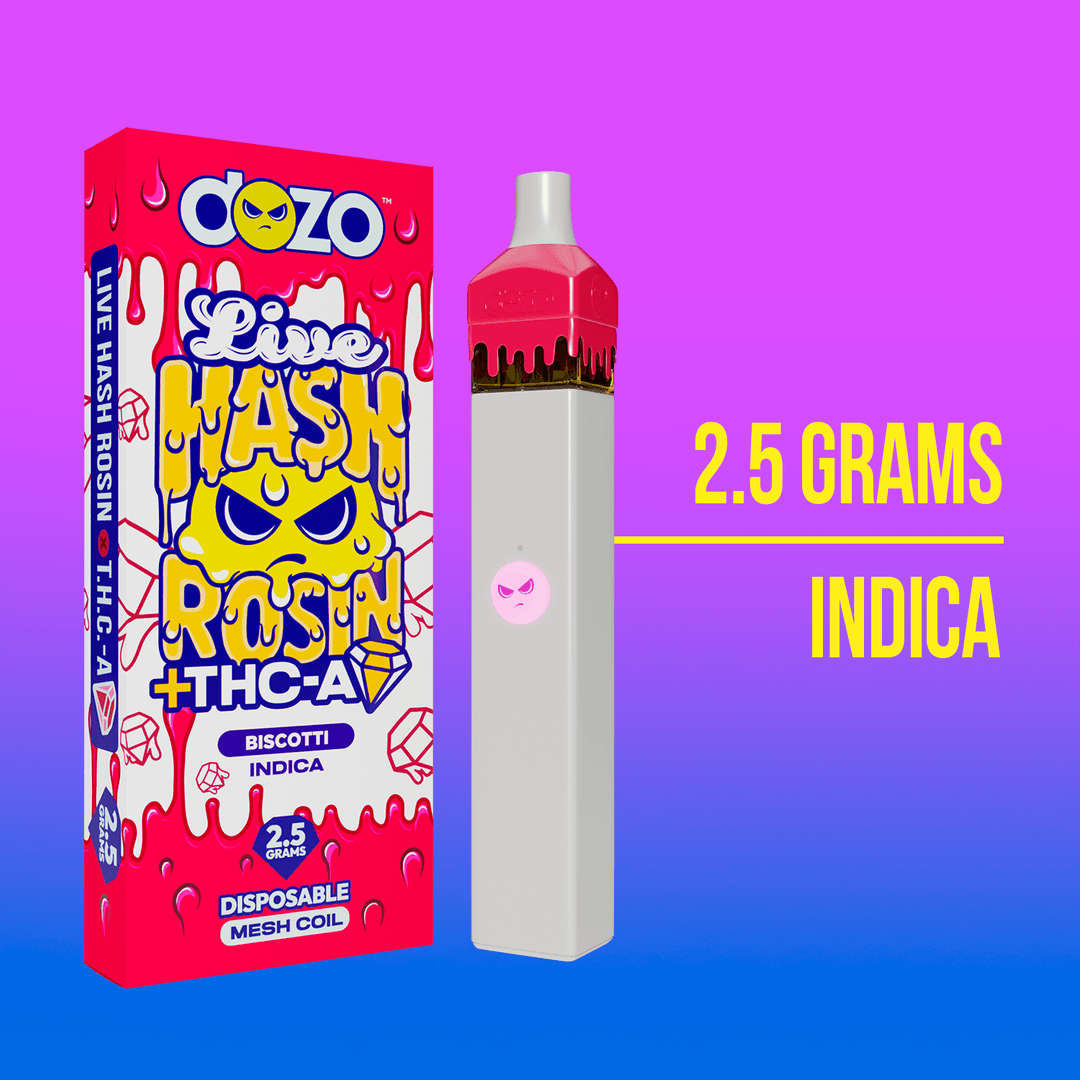 2.5g Dozo Live Hash Rosin THC-A Vape: Sunday Driver (Hybrid)